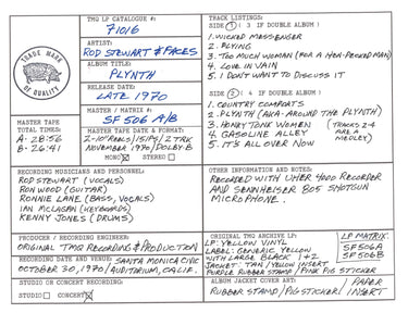 Rod Stewart Discography Grid